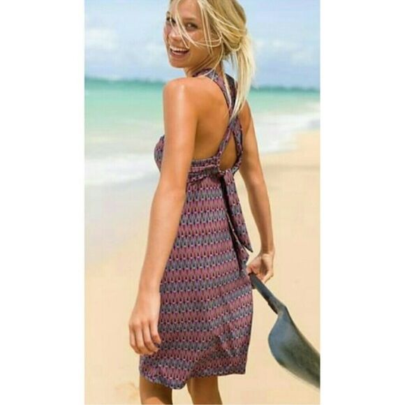 Athleta Womens Medium Purple Red Geometric Kiki Printed Swim Dress Cover Up - Picture 1 of 10